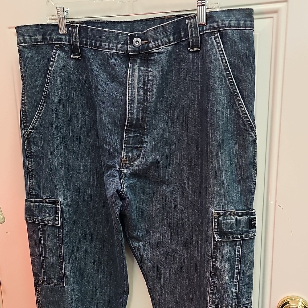 Wrangler, Authentic, Cargo, Denim, Work, Pants, Relax, Unisex, Baggy, Street